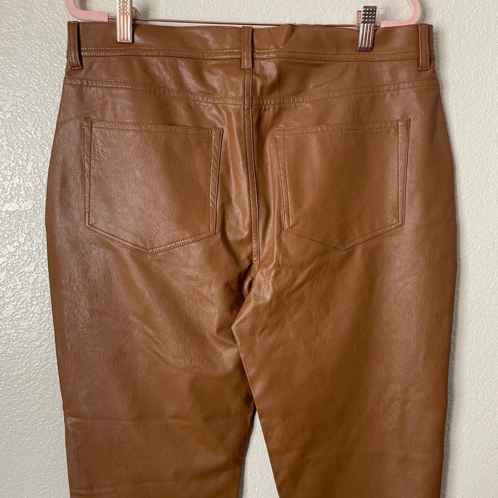 PAIGE Pants Womens Size 32 Brown Claudine Vegan Faux Leather Flare High Rise NEW - Picture 6 of 12